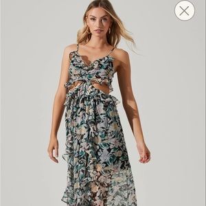 ASTR Palace Floral Cutout Ruffle Maxi